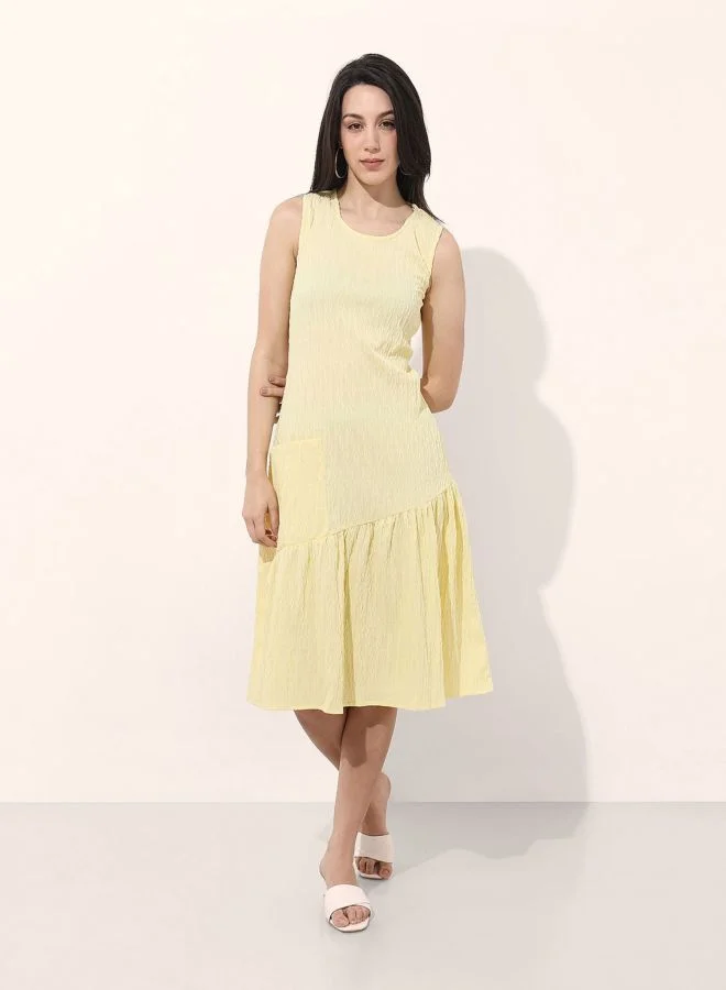 Freehand  Women Relaxed Fit Textured Scoop Neck Sleeveless Tiered Dress for Women | Best Price UAE