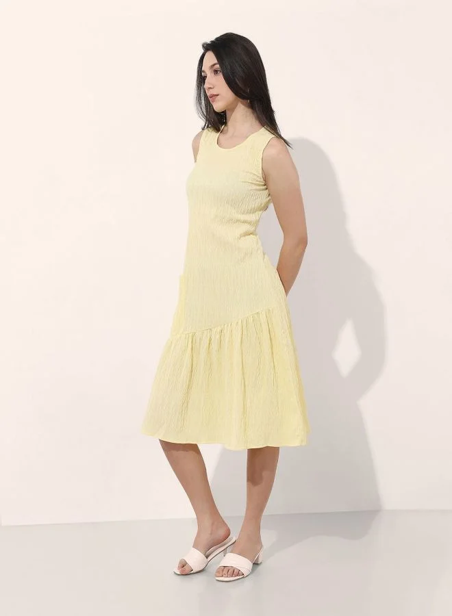 Freehand  Women Relaxed Fit Textured Scoop Neck Sleeveless Tiered Dress for Women | Best Price UAE