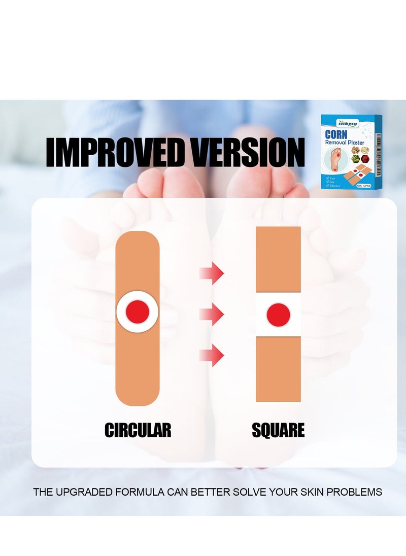 Self-Adhesive Corn Removers for Feet, 12PCS Corn Remover Breathable Callus Cushions Plants Composed Corn Pads Foot Care Callus Feet Remover Patch