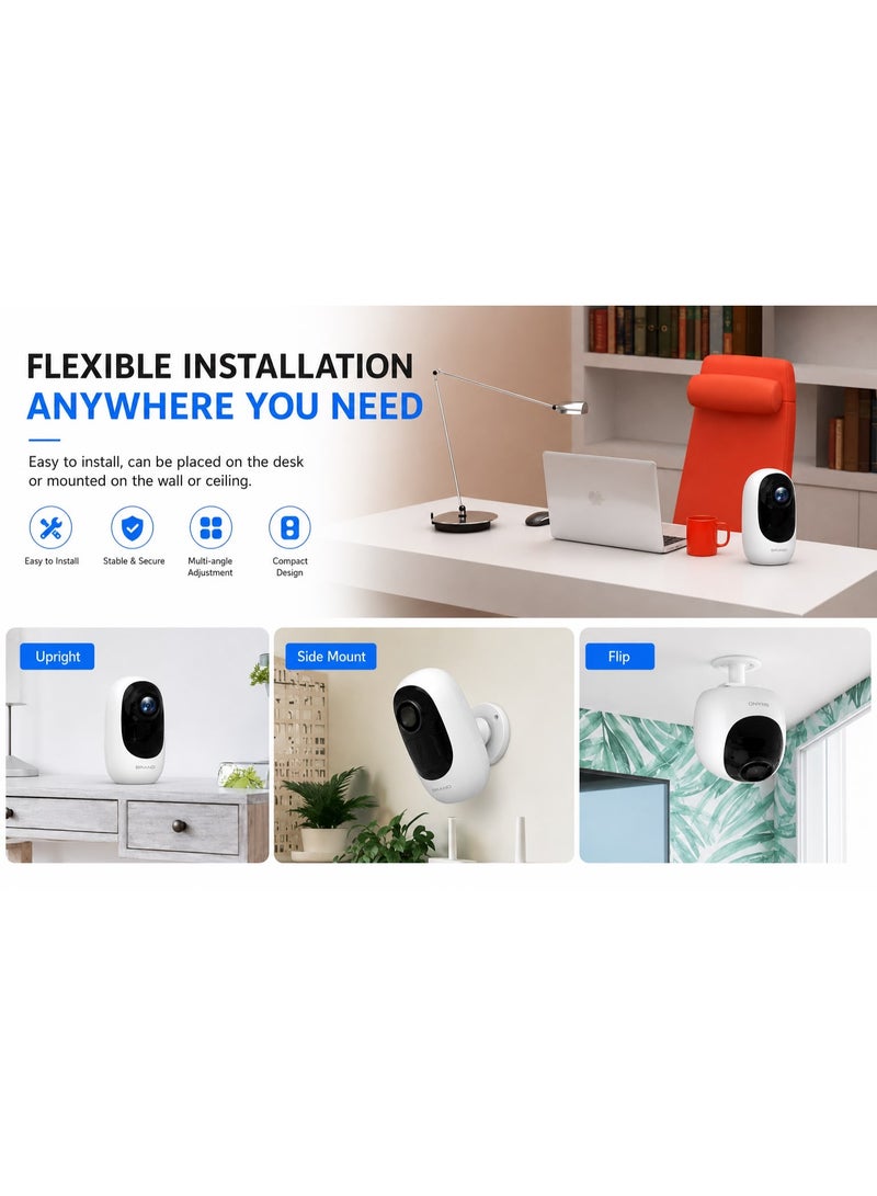 1080P Battery Powered WiFi Security Camera Wireless Outdoor CCTV Surveillance Camera with Smart Motion Detection, Night Vision, Two-Way Audio, IP65 Waterproof, Rechargeable Battery, Remote Viewing, SD Card Support for Home, Office, Farm & Business Security - Image 5