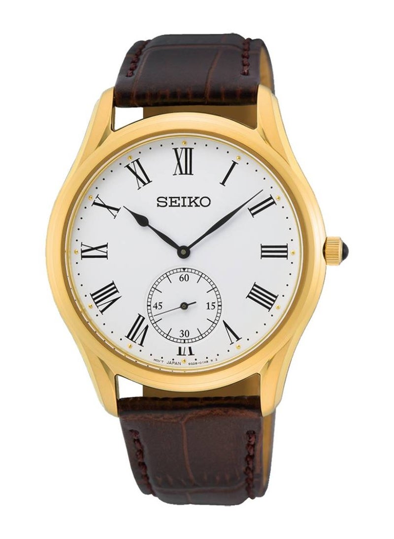 Seiko - Quartz White Dial Leather Strap Men's Watch SRK050P1 - Image 1