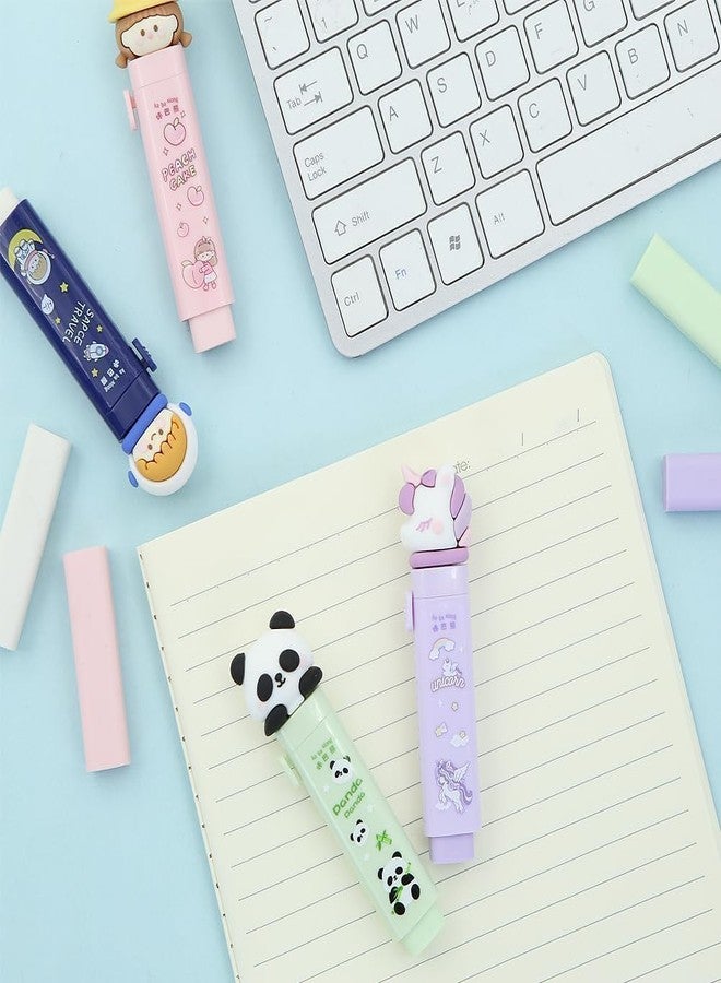 Funspark Cartoon Shaped Cute Erasers Push Pull Design Retractable Erasers Pastel Aesthetic Pencil Eraser Cute Rubber for Kids Students School Office Stationery (Space Travel Blue) - Image 2