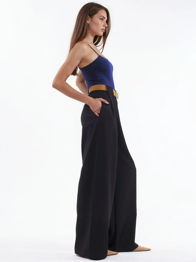هيكاب High Waist Palazzo Belted Pants