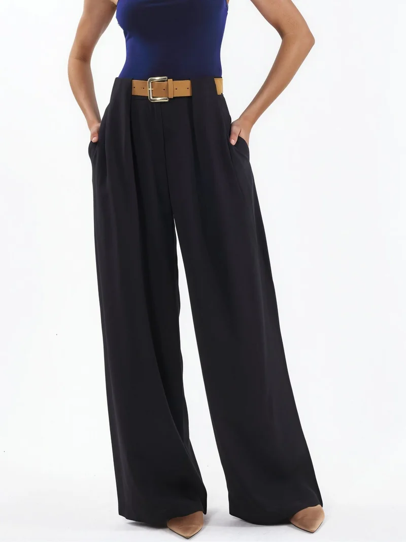 هيكاب High Waist Palazzo Belted Pants