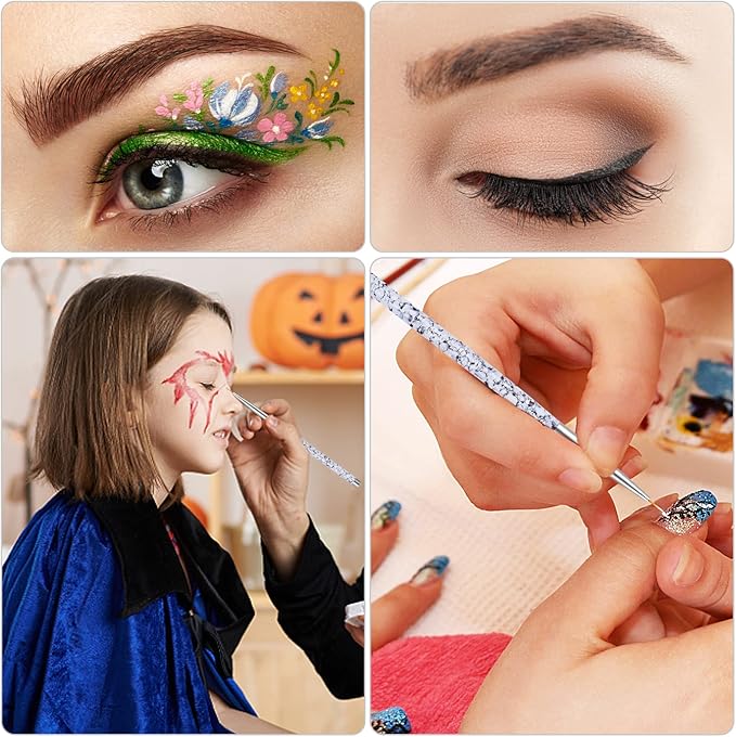 Sibba Water Activated Eyeliner Brush Applicators Eye Makeup Angled Fine Point Plastic Wands Halloween Cosmetic Tool Small Palette Liner Micro Thin Eyebrow Set Nail Art Painting Pen 6 Pcs Transparent - Image 4