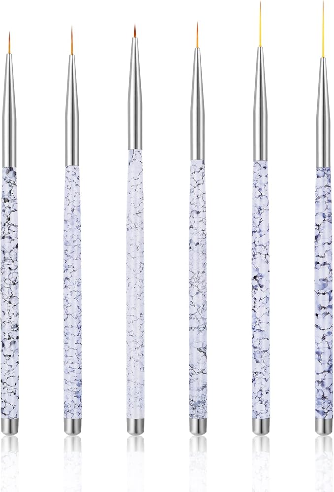 Sibba Water Activated Eyeliner Brush Applicators Eye Makeup Angled Fine Point Plastic Wands Halloween Cosmetic Tool Small Palette Liner Micro Thin Eyebrow Set Nail Art Painting Pen 6 Pcs Transparent - Image 1