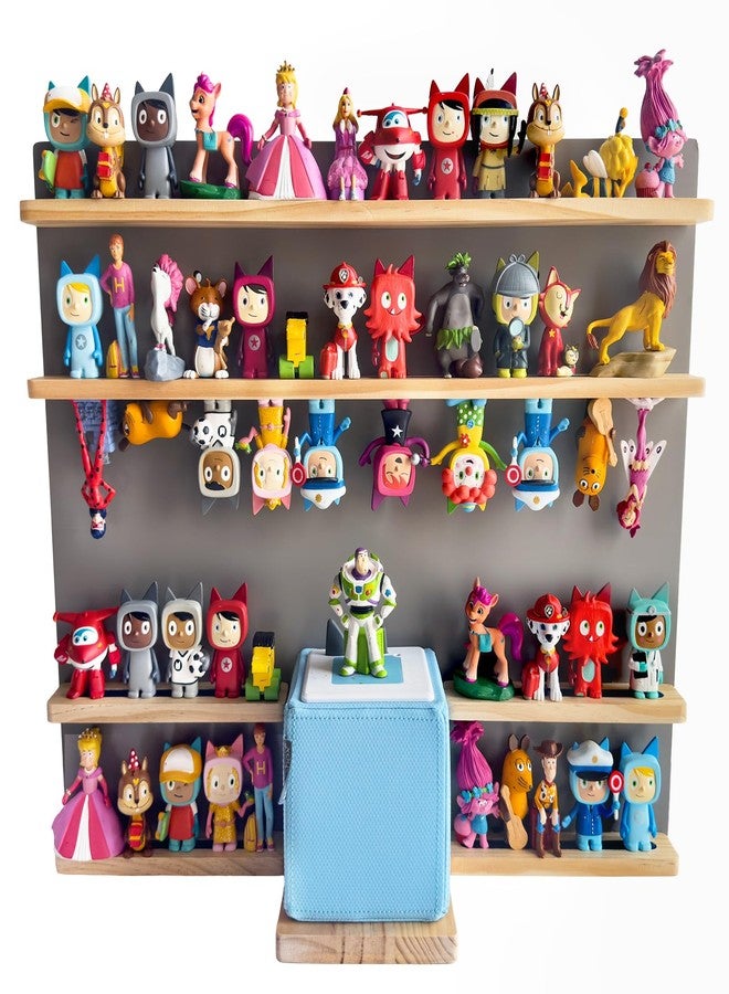 Wanheart Large Tonie Shelf for Toniebox, Tonies Wall Shelf Organizer, Magnetic Wooden Storage Display for Tonies Figures, Kids Room Wall Mounted Toy Storage Shelf (Gray Large Square) - Image 2