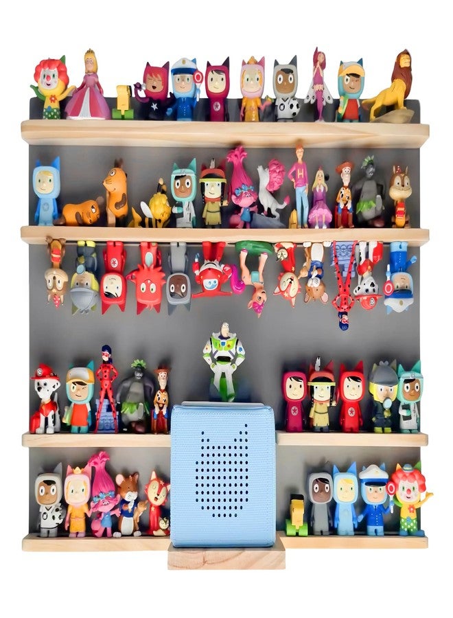 Wanheart Large Tonie Shelf for Toniebox, Tonies Wall Shelf Organizer, Magnetic Wooden Storage Display for Tonies Figures, Kids Room Wall Mounted Toy Storage Shelf (Gray Large Square) - Image 1