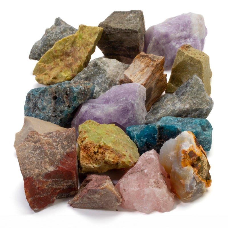KALIFANO Bulk Rough Crystal Mix (1 Pound) - Random Assortment of Raw Reiki Stones (May Include Amethyst, Labradorite, Blue Apatite etc.) - Piedras En Bruto Used for Jewelry or Tumbling (Family Owned) - Image 1