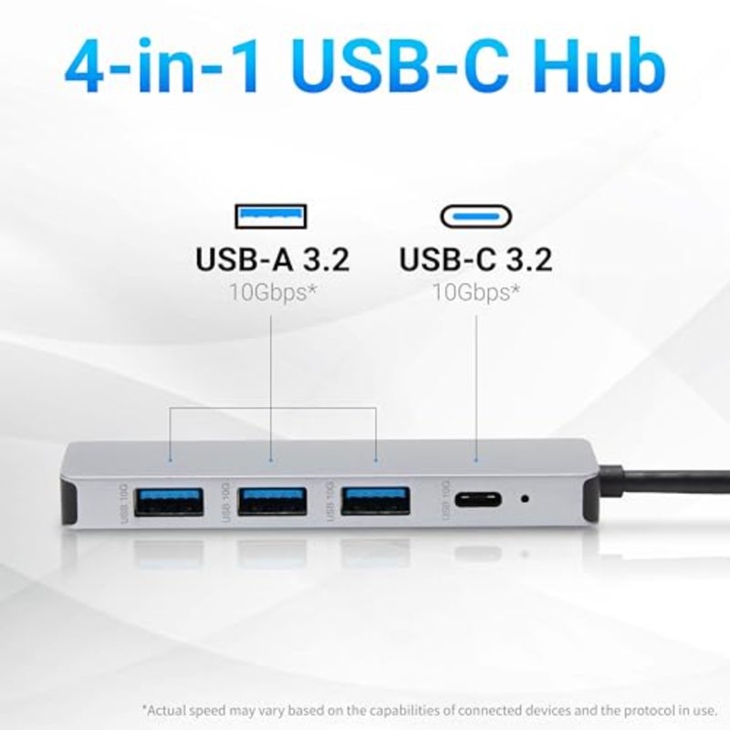 USB 3.2/3.1 Gen 2 Multiport USB C Hub Dock, 10Gbps, USB-C to 1xUSB-C/3xUSB-A, Works with Windows/Mac, Silver, Black - Image 2
