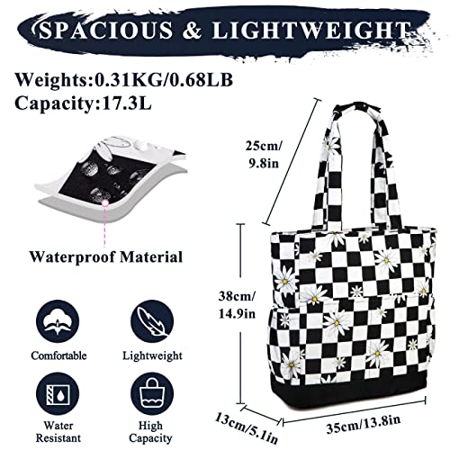 VASCHY Beach Bag for Women, Lightweight Large Water Resistant Sandproof Fold-able Packable Pool Tote Bag w Zipper/Pockets for Vacation Checker - Image 2