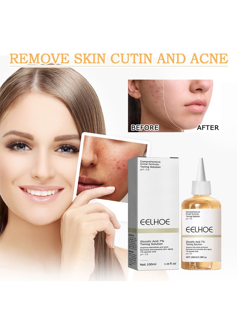 EELHOE Glycolic Acid 7 Percent Toning Solution, Facial Toner, Refreshing Repairing Moisturizing Essential Solution, Exfoliate, Rejuvenate Skin, Reduce Blemishes 100ml  - Image 2