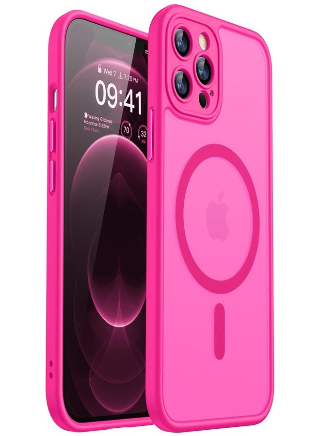 كانشن غطاء هاتف CANSHN مغناطيسي متوافق مع iPhone 12 Pro (6.1 بوصة)، مُحسّن [حماية كاملة للكاميرا] [متوافق مع Magsafe] [شفاف غير لامع] غطاء واقٍ مقاوم للصدمات، لون وردي فاقع - Image 1