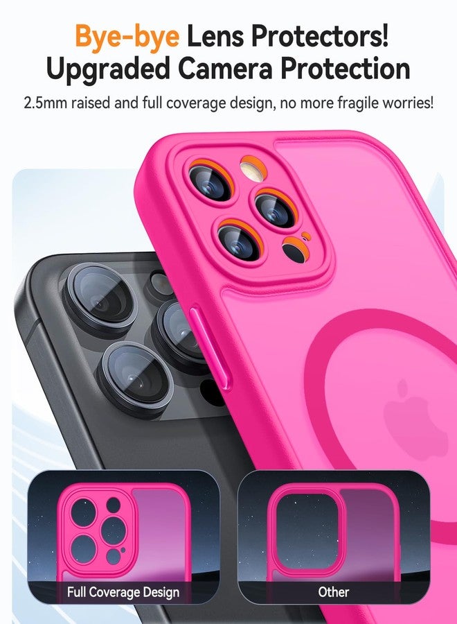 كانشن غطاء هاتف CANSHN مغناطيسي متوافق مع iPhone 12 Pro (6.1 بوصة)، مُحسّن [حماية كاملة للكاميرا] [متوافق مع Magsafe] [شفاف غير لامع] غطاء واقٍ مقاوم للصدمات، لون وردي فاقع - Image 3