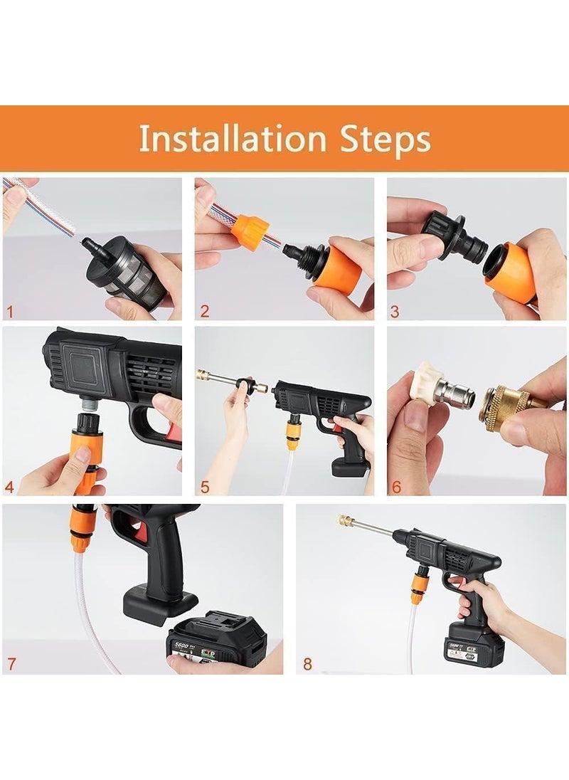Cloudzy Cloudzy Car Washer with Car Tire Valve Cap 4 Pcs Power Washer Gun with Accessories Universal Fluorescent Tire Valve Caps for Cars and Bikes  - Image 5