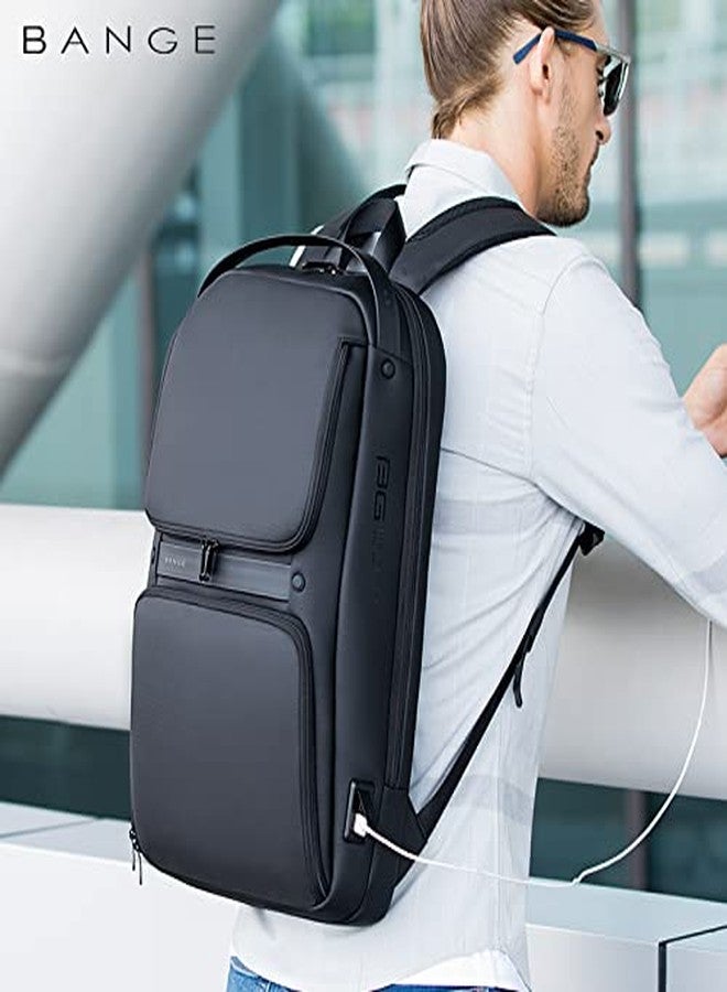 BANGE Water Resistant Anti-Theft Unisex Travel Laptop Backpack With Usb Charging Port (Black) 18 Litre - Image 2