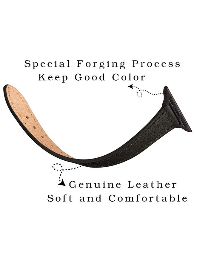 Ofrdncy - Ofrdncy Slim Leather Bands Compatible with Apple Watch Band 49mm 46mm 45mm 44mm 42mm 41mm 40mm 38mm, Top Grain Leather Thin Apple Watch Strap for iWatch Ultra 2/1 Series 10 9 8 7 6 5 4 3 2 1 SE Multi - Image 1