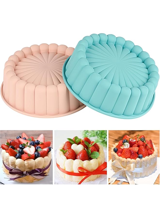 S-TOP Charlotte Cake Pan, 2Pcs Round Silicone Cake Molds for Cheese Cake, Chocolate Cake, Rainbow Cakes, Strawberry Shortcake, Brownie Tart Pie, 8 Inch - Image 1