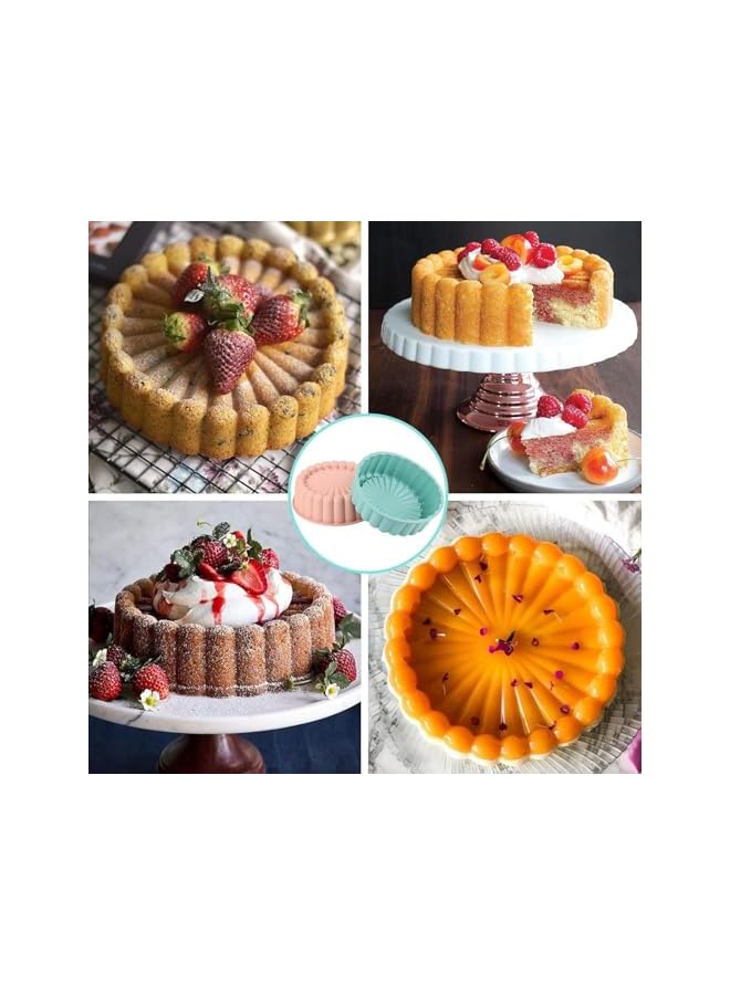S-TOP Charlotte Cake Pan, 2Pcs Round Silicone Cake Molds for Cheese Cake, Chocolate Cake, Rainbow Cakes, Strawberry Shortcake, Brownie Tart Pie, 8 Inch - Image 2