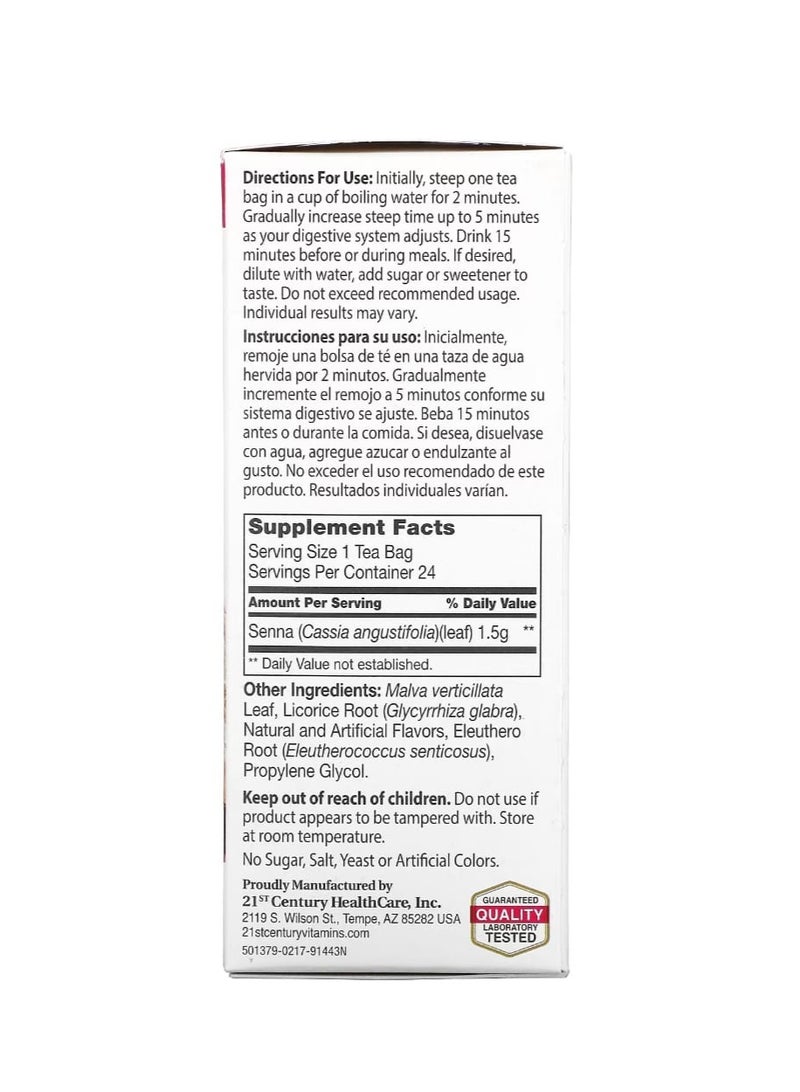 21st Century Herbal Slimming Tea Cranraspberry Caffeine Free 24 Tea Bags 1.7 oz (48 g) - Image 2