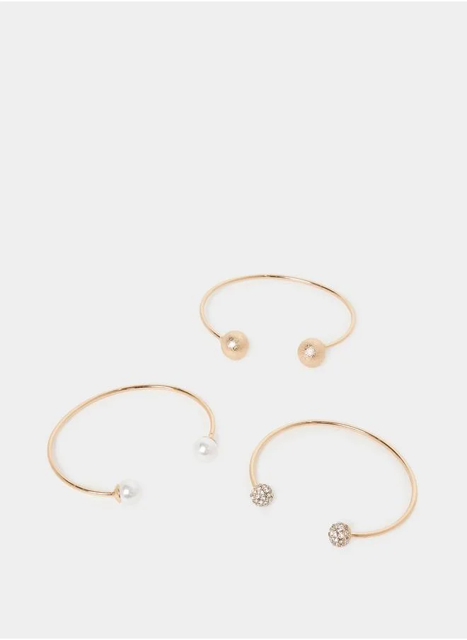 Styli Set of 3 - Embellished Open Cuff Bracelet