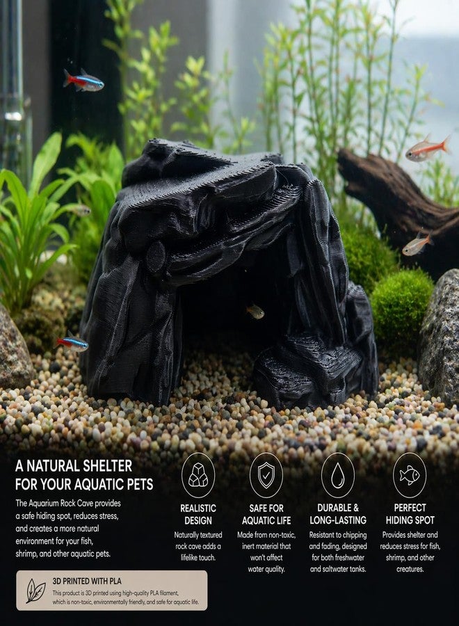 CUBIX3D Aquarium Rock Cave Decoration | Fish Tank Hiding Cave Shelter for Betta, Shrimp & Small Fish | Natural Look Aquascaping Ornament for Freshwater & Saltwater Tanks | 3D Printed Aquarium Decor - Image 2