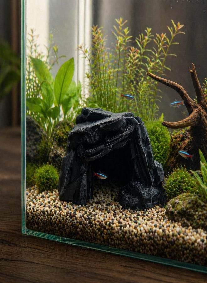 CUBIX3D Aquarium Rock Cave Decoration | Fish Tank Hiding Cave Shelter for Betta, Shrimp & Small Fish | Natural Look Aquascaping Ornament for Freshwater & Saltwater Tanks | 3D Printed Aquarium Decor - Image 3