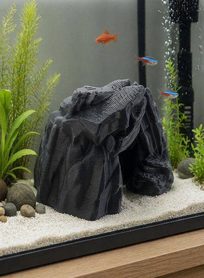 CUBIX3D Aquarium Rock Cave Decoration | Fish Tank Hiding Cave Shelter for Betta, Shrimp & Small Fish | Natural Look Aquascaping Ornament for Freshwater & Saltwater Tanks | 3D Printed Aquarium Decor - Image 1