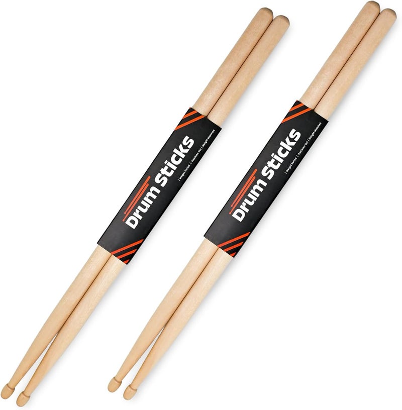 BestSounds 2 Pairs Drum Sticks 5A, Professional Classic Maple Wood Drumsticks, Wood Tip for Acoustic Drums or Electronic Drums, Adults, Kids and Beginners (2Pairs) - Image 1