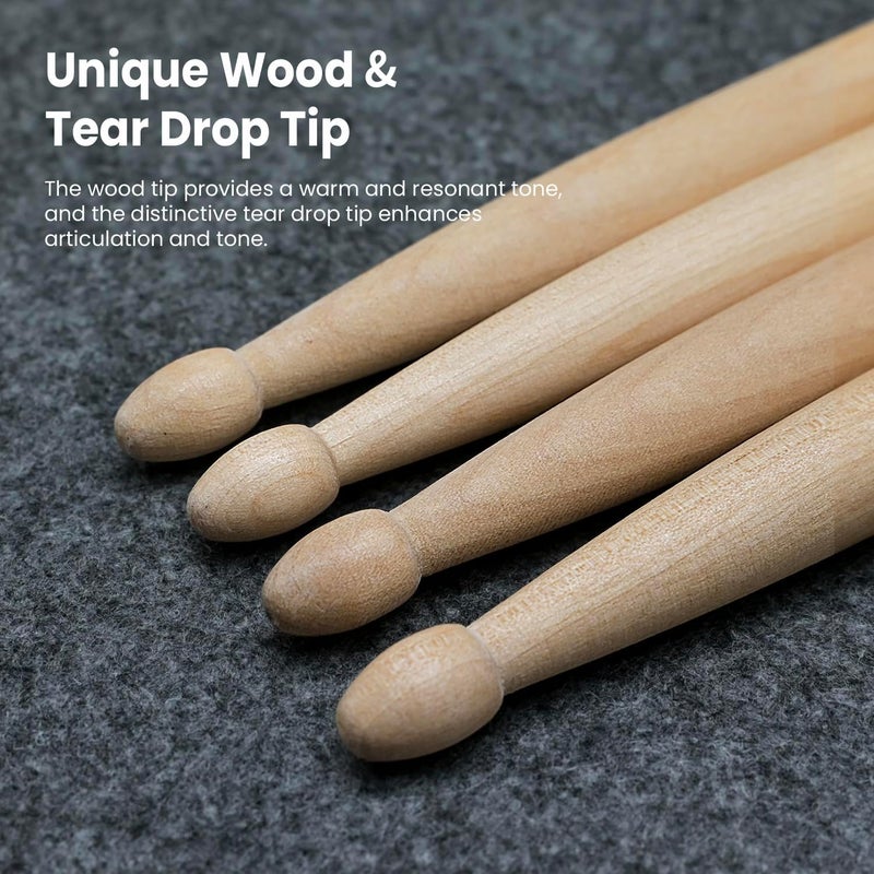 BestSounds 2 Pairs Drum Sticks 5A, Professional Classic Maple Wood Drumsticks, Wood Tip for Acoustic Drums or Electronic Drums, Adults, Kids and Beginners (2Pairs) - Image 4
