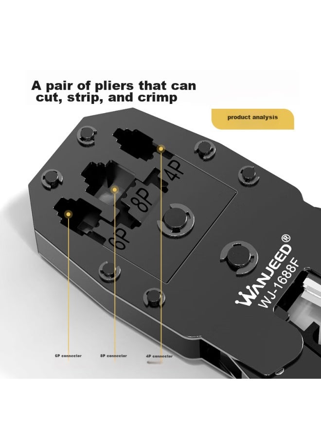 Ofnpftth Network Cable Crimper, Three-in Multifunctional Wire Stripper And Crimping Tool Set, 8p6p4p Cat5e Cat6 Rj45 Connector Crimping Pliers, Computer Network Tester Tool, Wj-f - Image 5