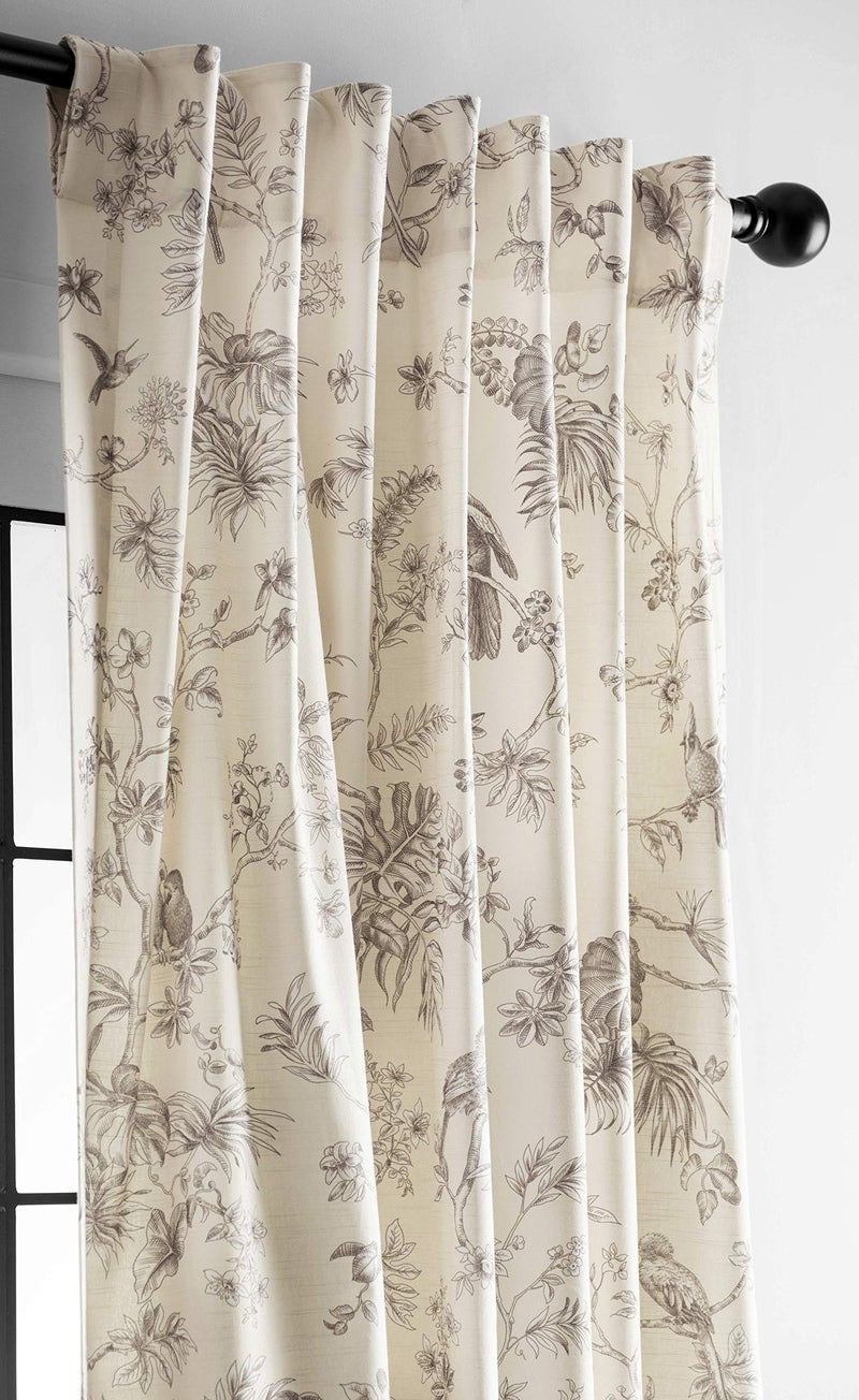 ميزون دي هيرمين Maison D 'Hermine 100 ٪ Startain - 50 "" X108 "" Beige Devinative Stain -Startains - Resthetic Sertains for Farmhouse Kitchen & Bedroom - for Spring & Summer - Jouy Paradis Collection - Image 4