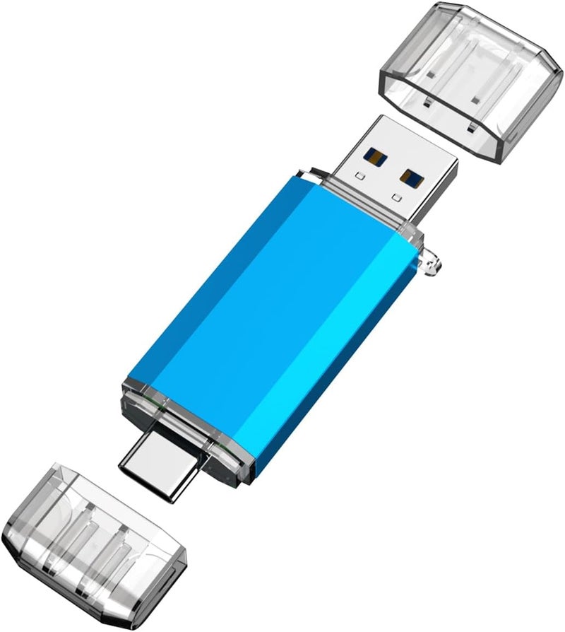 Kootion USB C Flash Drive 128GB 2 in 1 OTG USB 3.0/Type C Thumb Drive Dual Drive USB C Memory Stick for Smartphone/Laptop/Tablet/PC - 128G, Blue - Image 1