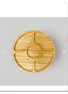 Entarzlife 5-Compartment Bamboo Round Presentation Plate for Breakfast, Snacks, Presentation and Treats (25 Cm)  - Image 2