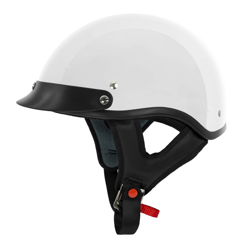 VCAN Cruiser Gloss White Motorcycle Half Helmet Small