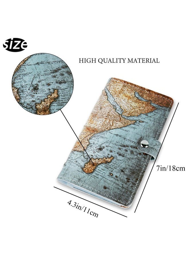 Hennaja Business Card Organizer,Business Card Holder Book Case PU Leather Organization Binder Name ID Card Holder for Men & Women, Up to 192 Cards Capacity(1-Vintage Map) - Image 3
