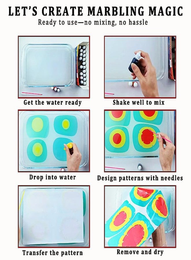 JAJADO 27 Pcs DIY Watercolor Marbling Paint Kit Chalk Paste, Watercolor Painting Set Acrylic Pouring Paint Crafts 20 Colors, Water Marble Paint DIY Painting Kit for For Canvas Stonge Wood Art Craft Supplies - Image 4