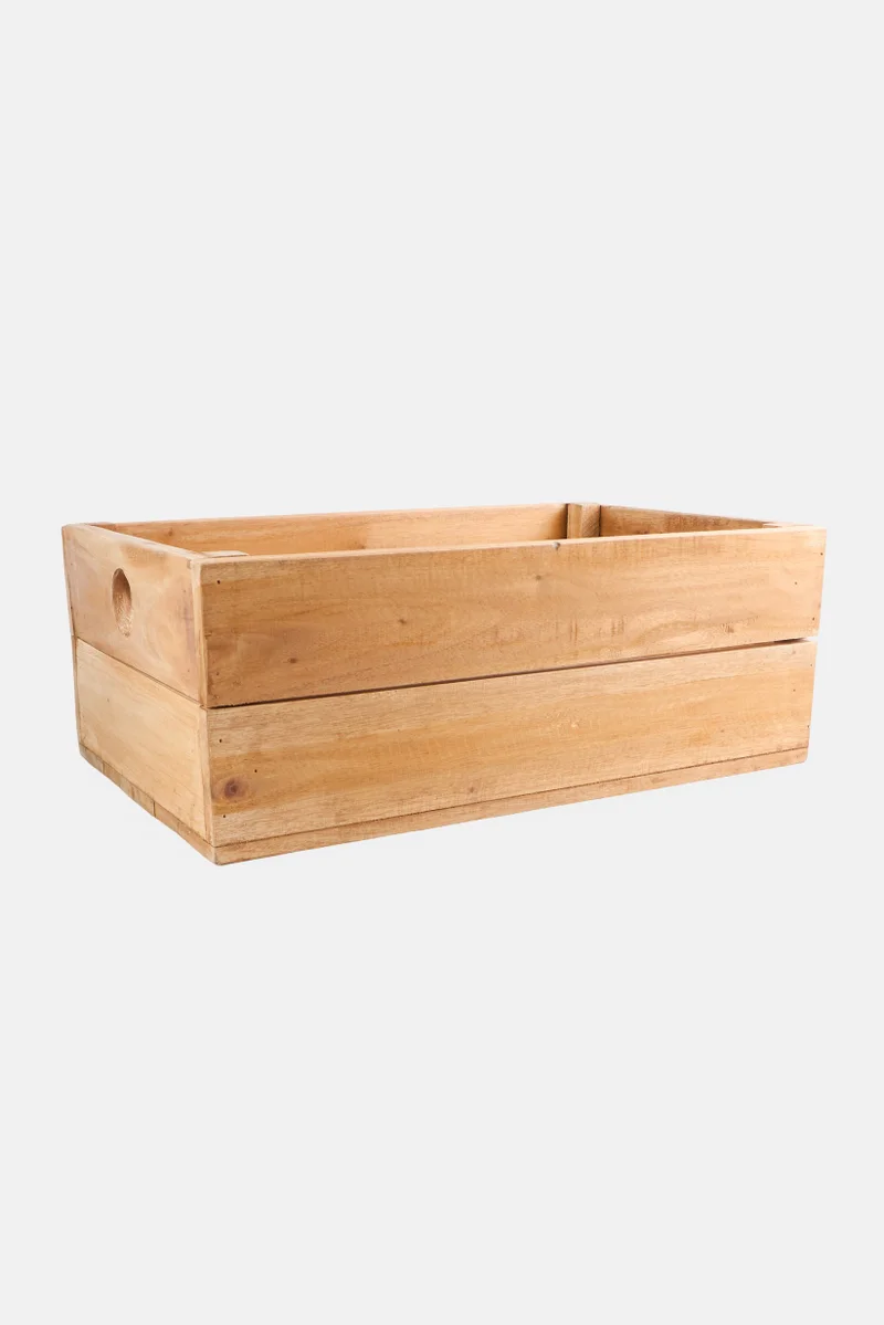 Muy Mucho Wood Storage Basket ,Tan