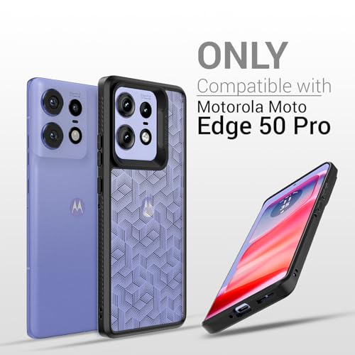 KAPAVER Dazzle Series Back Cover Case for Motorola Edge 50 Pro (TPU+PC) (Stripe Cube-Black) - Image 2