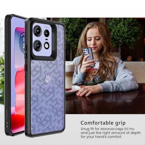 KAPAVER Dazzle Series Back Cover Case for Motorola Edge 50 Pro (TPU+PC) (Stripe Cube-Black) - Image 3