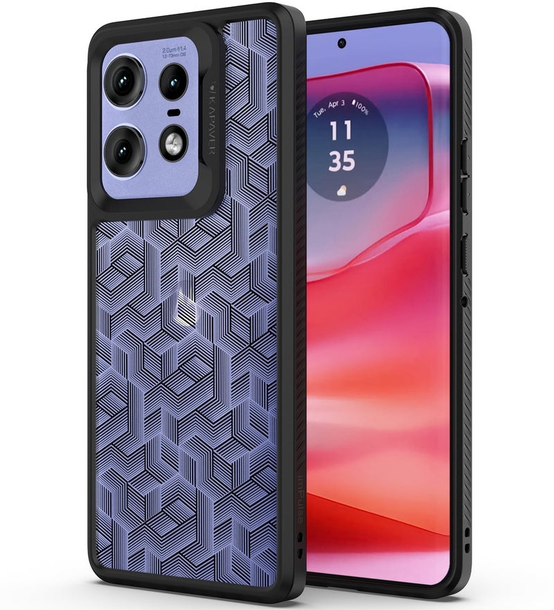 KAPAVER Dazzle Series Back Cover Case for Motorola Edge 50 Pro (TPU+PC) (Stripe Cube-Black) - Image 1