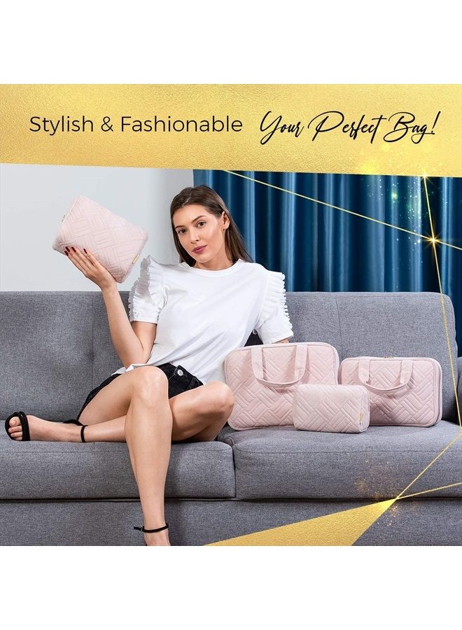 BOACAY Large Cosmetic & Makeup Bag, Zippered Makeup Pouch for Women, Travel Cute Organizer Suitable for Purse, Versatile Bag with Multiple Compartments for Makeup, Toiletries, Accessories - Image 4