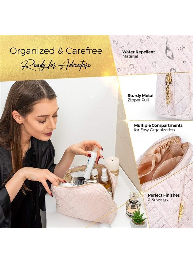 BOACAY Large Cosmetic & Makeup Bag, Zippered Makeup Pouch for Women, Travel Cute Organizer Suitable for Purse, Versatile Bag with Multiple Compartments for Makeup, Toiletries, Accessories - Image 2