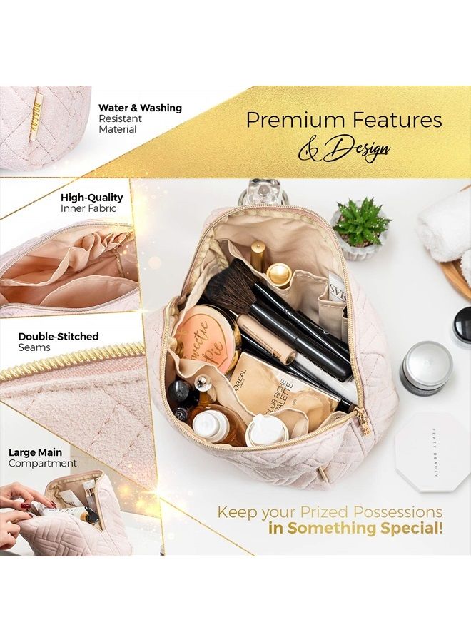 BOACAY Large Cosmetic & Makeup Bag, Zippered Makeup Pouch for Women, Travel Cute Organizer Suitable for Purse, Versatile Bag with Multiple Compartments for Makeup, Toiletries, Accessories - Image 5