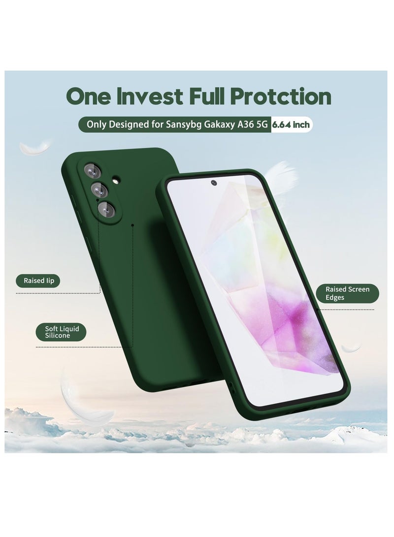 MIGOFAST Samsung Galaxy A36 5G Case Silicone Thin Slim Grip Soft Rubber Gel Protective Phone Case for Women Matte Plain Solid Color Aesthetic Cute Girly Case with Camera Cover Dark Green - Image 2