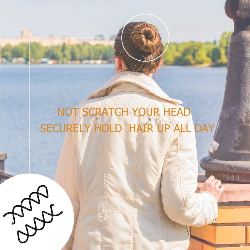 eBoot Spiral Hair Clip Spin Bun Stick, Hair Pick Set for DIY Hair Styles - 20 Pack (Black) - Image 5