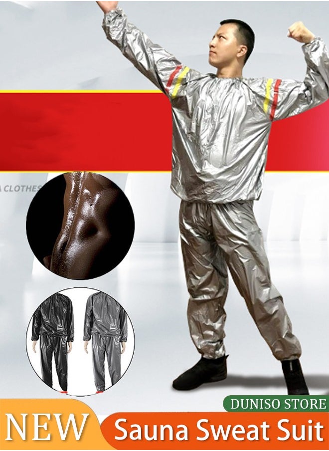 Generic - Heavy Duty Sauna Suit Men Women Weight Loss Exercise Slimming Gym Fitness Workout Anti-Rip Sweat Suit Suit for Women/Men Exercise Weight Loss Gym Fitness Workout - Image 1