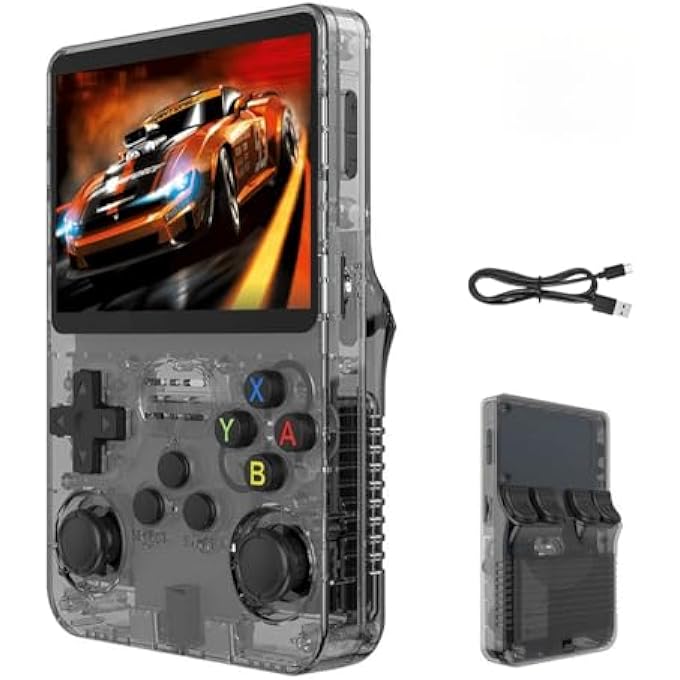 - GREEN RETRO HANDHELD GAME CONSOLE | 3.5INCH IPS SCREEN | R36S PORTABLE POCKET ARCADE 10+ MAINSTREAM EMULATOR 128G TF CARD | 15000+ R40S PRO (GRAY) - Image 1