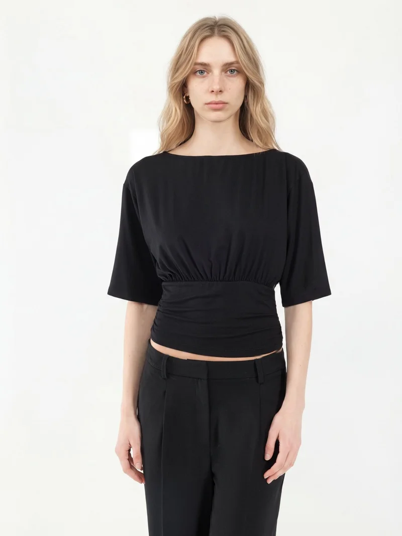 هيكاب Asymmetrical Neck Soft Knit Blouse