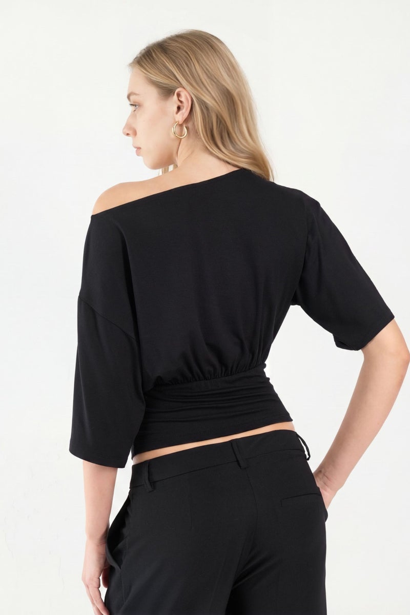 HICCUP Asymmetrical Neck Soft Knit Blouse - Image 3